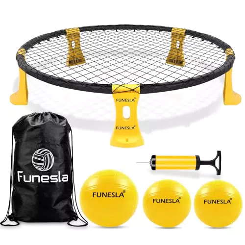 Funeslaball Outdoor Spieleset, Roundnet Spieleset, Outdoor Team Ballspiel bestehend aus Spielnetz