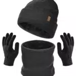 FURTALK Unisex Beanie Schal und Handschuhe im 3er-Set Herren Damen Wintermütze Winterschal Touchscreen Handschuhe mit weiches Fleecefutter