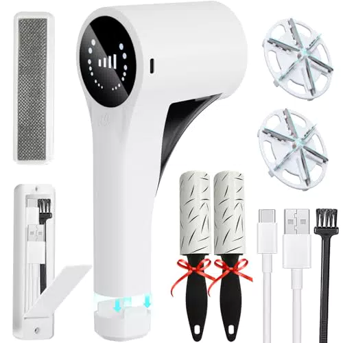 Fusselrasierer Elektrisch Professionell, 9500r/m Fusselentferner Wiederaufladbarer 3 Leistungsstufen mit LED-Anzeige Statische Bürste
