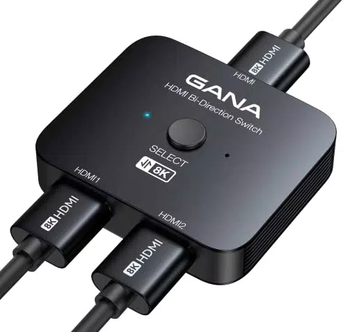 GANA 8K HDMI Splitter, HDMI 2.1 Switch Ultra HD 48Gbps Aluminium Bidirektional HDMI Switch 2 In 1 Out oder 1 In 2 Out HDMI Switcher