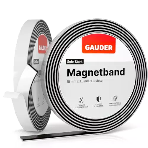 GAUDER Magnetband selbstklebend, Magnetstreifen mit extra starkem Kleber