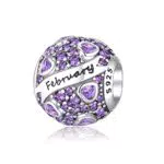 Geburtsstein Charms Anhänger 925 Sterling Silber Birthstone Bead Charm-Anhänger Perlen Charms mit Zirkonia für Europäische Armbänder Halsketten Schmuck Geschenk für Frauen