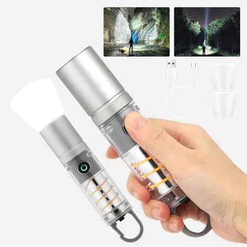 Glovios 2 Stück Taschenlampe LED Aufladbar, LED Taschenlampe