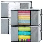 GoMaihe Aufbewahrungstasche 4 Set Gross Faltbare Aufbewahrungsbox mit Deckel Verstärktem Griff and Reißverschluss