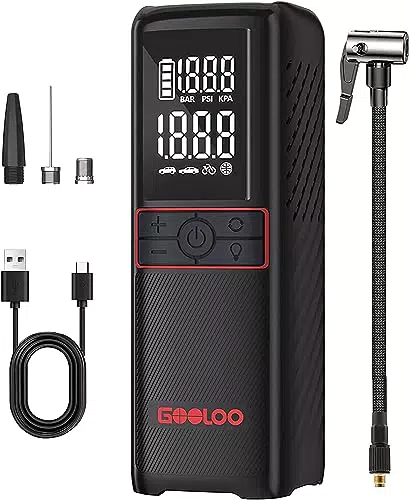 GOOLOO 160PSI Elektrische Luftpumpe, 7500mAh Fahrradpumpe Elektrisch Tragbar Kabelloser Mini Kompressor 12V Akku Luftpumpe Elektrisch mit Digital LCD