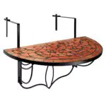 GreenYard Balkontisch Halbrund, 76 x 38 cm, mediterraner Look