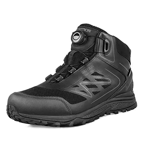 GRITION Wanderschuhe Herren Wasserdicht Mid Trekking Wanderstiefel Leichte Flache Männer Wandern Trail Stiefel Bequeme Motorrad Schuhe Outdoor Outdoorschuhe Winter Schwarz MEHRWEG ()