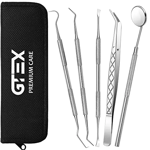 GTEX Zahnsteinentferner Zahnreinigung Set, Zahnpflege Set für den Heimgebrauch Persönliche und Haustier-Mundhygiene Mit Zahnspiegel - Zahnreinigung Zwischenräume