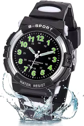 GUUMUXIN Kinderuhr Jungen Mädchen, Analog Quartz Uhr mit Armbanduhr Kautschuk Wasserdicht Outdoor Sports