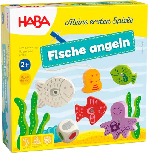 Haba 4983 - Meine ersten Spiele Fische angeln, spannendes Angelspiel mit bunten Holzfiguren
