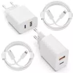 Handy Ladegerät, 2 Pack 2Port PD/QC Schnellladegerät mit Lightning Ladekabel 2M