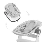 Hauck Newborn Aufsatz Bouncer Premium für Hochstuhl Alpha & Beta ab Geburt - 2in1 Babyaufsatz für Neugeborene mit verstellbarer Rückenlehne & Baumwolle - Hellgrau