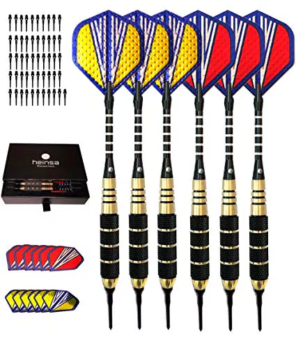 heinsa Soft Darts Pfeile, Dartpfeile mit Kunstoffspitze 18g
