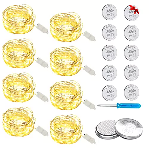 HELESIN LED Lichterkette mit Batterie, 2m 8 Stück Mini LED Lichterketten klein batterie