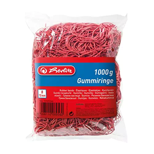 Herlitz 10105344 rote Gummiringe 70mm, 1kg in Schachtel