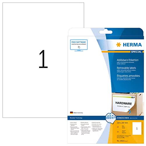 HERMA 10021 Universal Etiketten ablösbar, 25 Blatt
