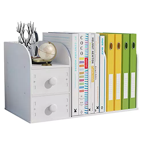 Hggzeg Schreibtisch-Bücherregal mit Schublade, kleines Bücherregal