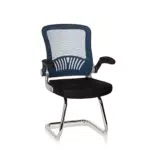 hjh OFFICE 706818 Besucherstuhl Flyer PRO V Netzstoff Schwarz/Blau Freischwinger Stuhl mit Lordosenstütze