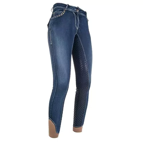 HKM Erwachsene Reithose -Pasadena-Summer Denim Silikon-Vollbesatz6100 jeansblau34 Hose