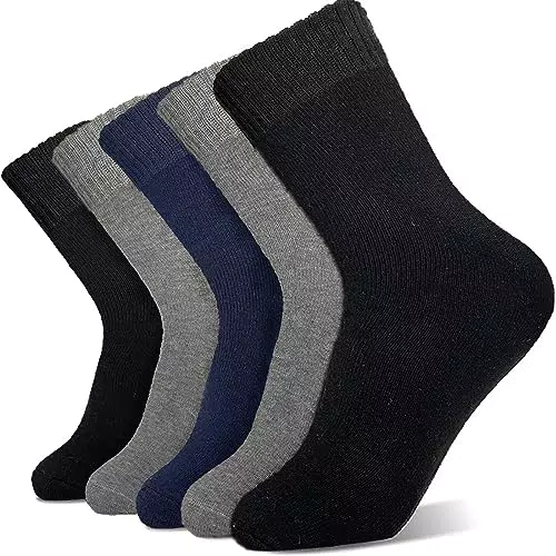 Hocerlu Warme Socken Herren, Thermosocken Dicke Wintersocken Frotteesohle WanderSocken WollSocken Geschenke für Herren im Winter 5 Paar - Gemütlich und Atmungsaktiv