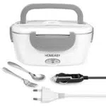 HOMEASY Elektrische Lunchbox Speisenwärmer Auto 220V 12V Bento Heizung Tragbare Lunchbox für Haushalt und Auto mit Entnehmbare Dose und Besteck