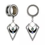 HuaCan Ohr Tunnel Anhänger Set - 2 Stück 6mm-20mm Plugs Ohr Piercing Mond Blauer Opal Retro-Stil Design Schmuck Außengewinde Stecker Hochwertige Chirurgen Edelstahl 316L Double Flared Expander