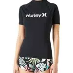 Hurley Damen OAO S/S Rashguard Rash Guard Shirt, schwarz