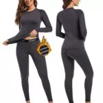 Hyeek Thermounterwäsche Damen, Warme Funktionsunterwäsche Skiunterwäsche Set Frauen mit Innenfleece - Ultraweich Winter Lange Thermo Ski Unterwäsche Set für Joggen