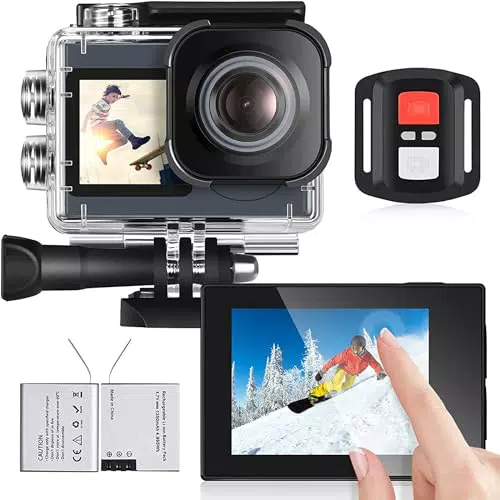 icefox Action Cam 4K Unterwasserkamera Wasserdicht 40M Ultra HD 20MP Kamera 170 Degree Ultra-Weitwinkel WiFi Camcorder EIS Stabilisierung mit Dual 1350 mAh Akku