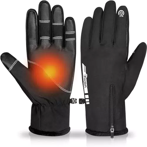 ihuan Winterhandschuhe Herren Damen Winter Warm, Thermo Wasserdicht Handschuhe