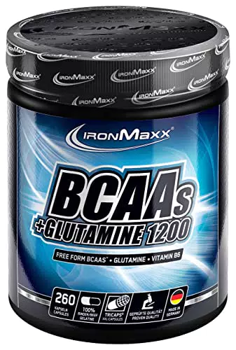 IronMaxx BCAA's + Glutamine - 1200, BCAA-Kapseln, zuckerfrei und frei von Konservierungsstoffen