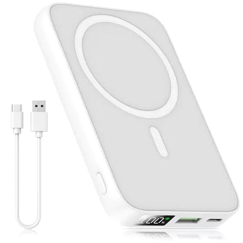 ISIX Wireless Powerbank 10000mAh, Magnetische Power Bank Kompatibel mit Mag-Safe für iPhone 12/13/14/15