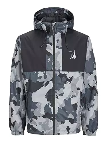 JACK & JONES Men's JCOFILO Light Jacket SN Jacke, Asphalt/AOP:Camo