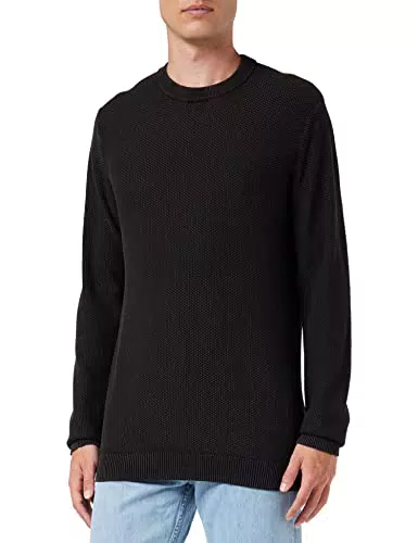 JACK&JONES Mens Black Knit Crew Neck