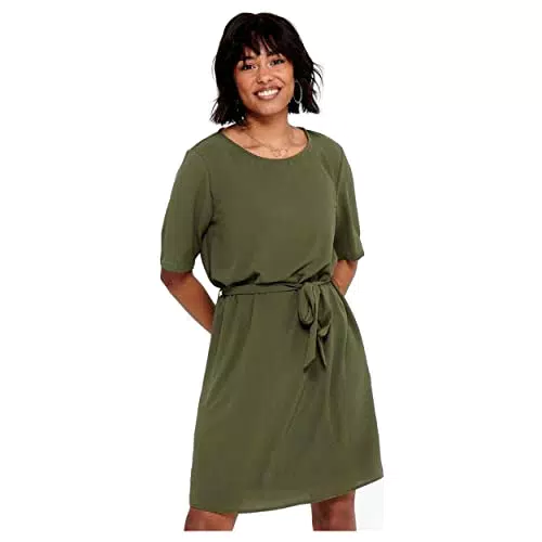 JDY Damen JDYamanda 2/4 Belt Dress Wvn Noos Kleid, Kalamata