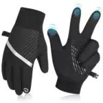 jianyana Handschuhe Kinder Warme Winter Fahrradhandschuhe Anti-Rutsch Winddicht Outdoor Sport Radhandschuhe Touchscreen Handschuhe Jungen Mädchen Schwarz für 4-12 Jahre