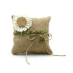 jinminamz Ringkissen Jute Hochzeit Vintage Sackleinen Ehering Eheringe Party Accessories Hochzeitsdeko Sonnenblume Dekoration Symbolisieren Positive Energie Einfachheit Erfrischend 17cmx17cm