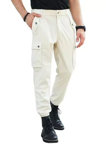 JMIERR Herren Cordhose Regular Fit Cord Hosen Klassische Jogginghose Casual Sporthose Komfortabler Button Down Sweatpants Herren mit 6 Taschen Apricot