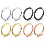 JSDDE Piercing 8 Stücke Chirurgenstahl Creolen Ohrringe Hoop Ring Septum Tragus Helix Ohrpiercing Huggie Kreolen Ohrringe 12mm Silber Gold Rosegold Schwarz