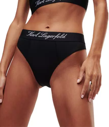 KARL LAGERFELD Damen Hotel Karl Slip mit hoher Taille Schwarz