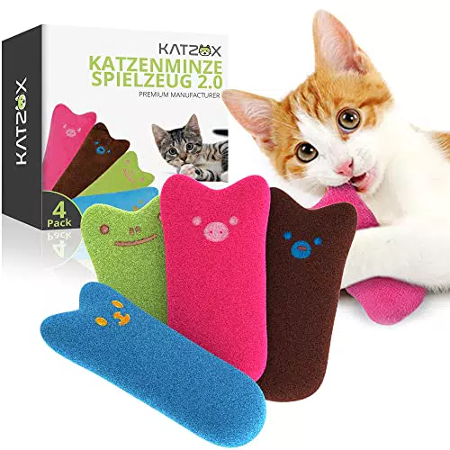 KATZOX© Premium Katzenkissen - Verbessertes Konzept 2020 I Katzenminze-Kissen I Katzen-Zubehör I Katze-Zubehör I Biss- & Kratzfeste Katzenkissen I Kissen mit Katzen-Minze I Katzen-Spielzeug