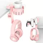 KDD Kopfhörer Halter 360° Drehbar - 3 in 1 Controller Halter & Ersetzbarer Getränkehalter