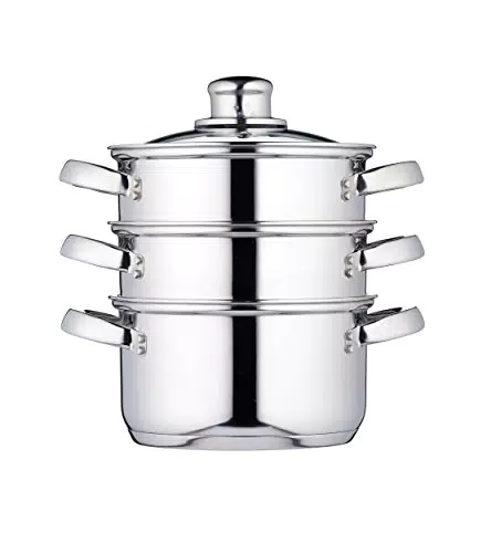 KitchenCraft 3 Kochtopf Set, Dampfgarer/Suppentopf Steamer 3-stufig