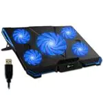 KLIM Cyclone - Laptop Kühler - N24 - Ständer - Maximale Kühlung - Verhindere Ãœberhitzung - Schütze Dein Laptop - 5 Lüfter 2200 & 1200 RPM - Cooling Pad für Computer PS5 PS4 Xbox One - Blau