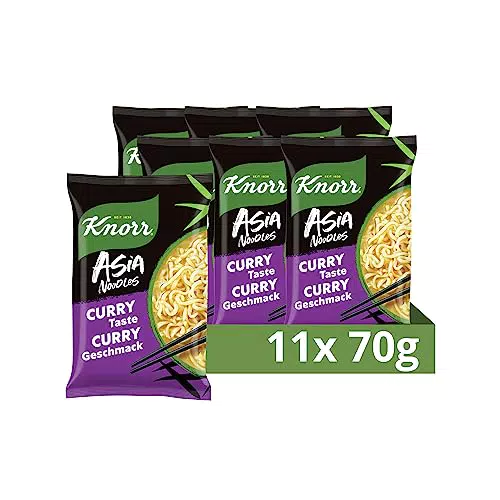 Knorr Asia Noodles Instant Nudeln Curry-Geschmack schnelle Asia Nudeln fertig in nur 4 Minuten 11x 70 g