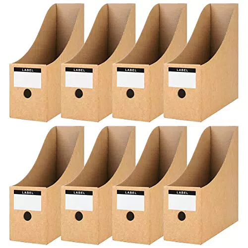 Koogel Zeitschriftensammler aus Kraftpapier, 8 Stück Stehsammler Pappe Zeitschriftenständer Aktenhalter für Datei Ordner Schreibwaren Bürobedarf