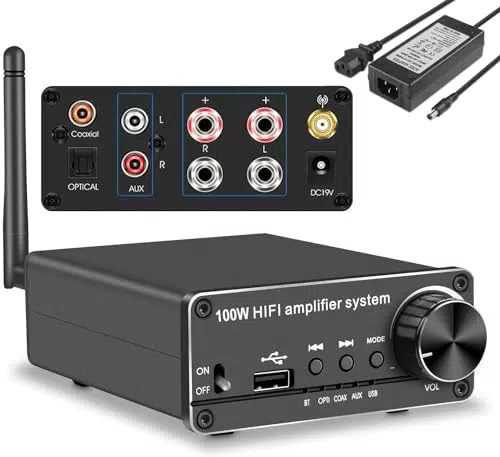 KOQEIEY USB Koaxial Optisch/Spdif/Toslink Aux Phono Cinch RCA Eingänge zu 2 Kanal R L Ausfuhren Konverter