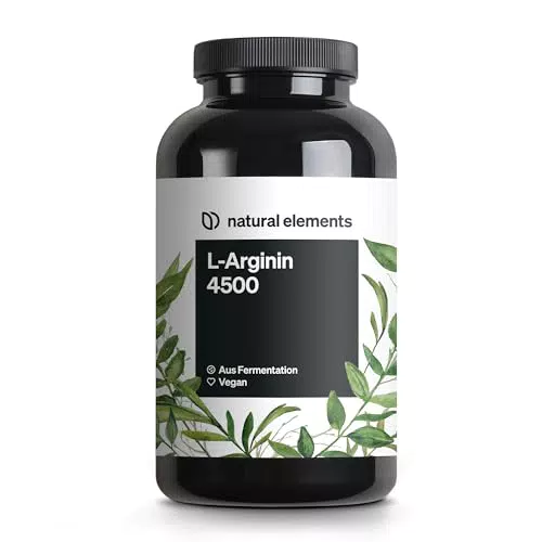 L-Arginin 365 vegane Kapseln 4500mg pflanzliches L-Arginin HCL pro Tagesdosis hochdosiert in Deutschland hergestellt & laborgeprüft