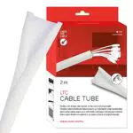 LABEL THE CABLE Flexibler Robuster Kabelkanal - Selbstschließender Zuschneidbarer Kabelschlauch für das Perfekte Kabelmanagement - LTC CABLE TUBE - 2 m - Weiß - LTC 5120