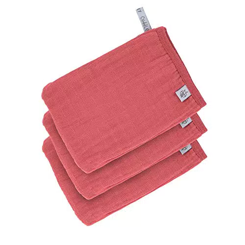 Lässig 1312017611 Muslin Wash Glove Set 3 rosewood